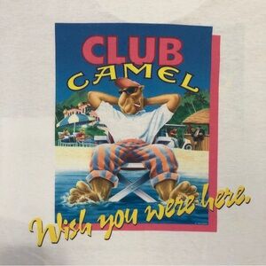 NEW Vintage Camel Club Member Joe Shirt "Wish You Were Here" 1991 Mens XL USA